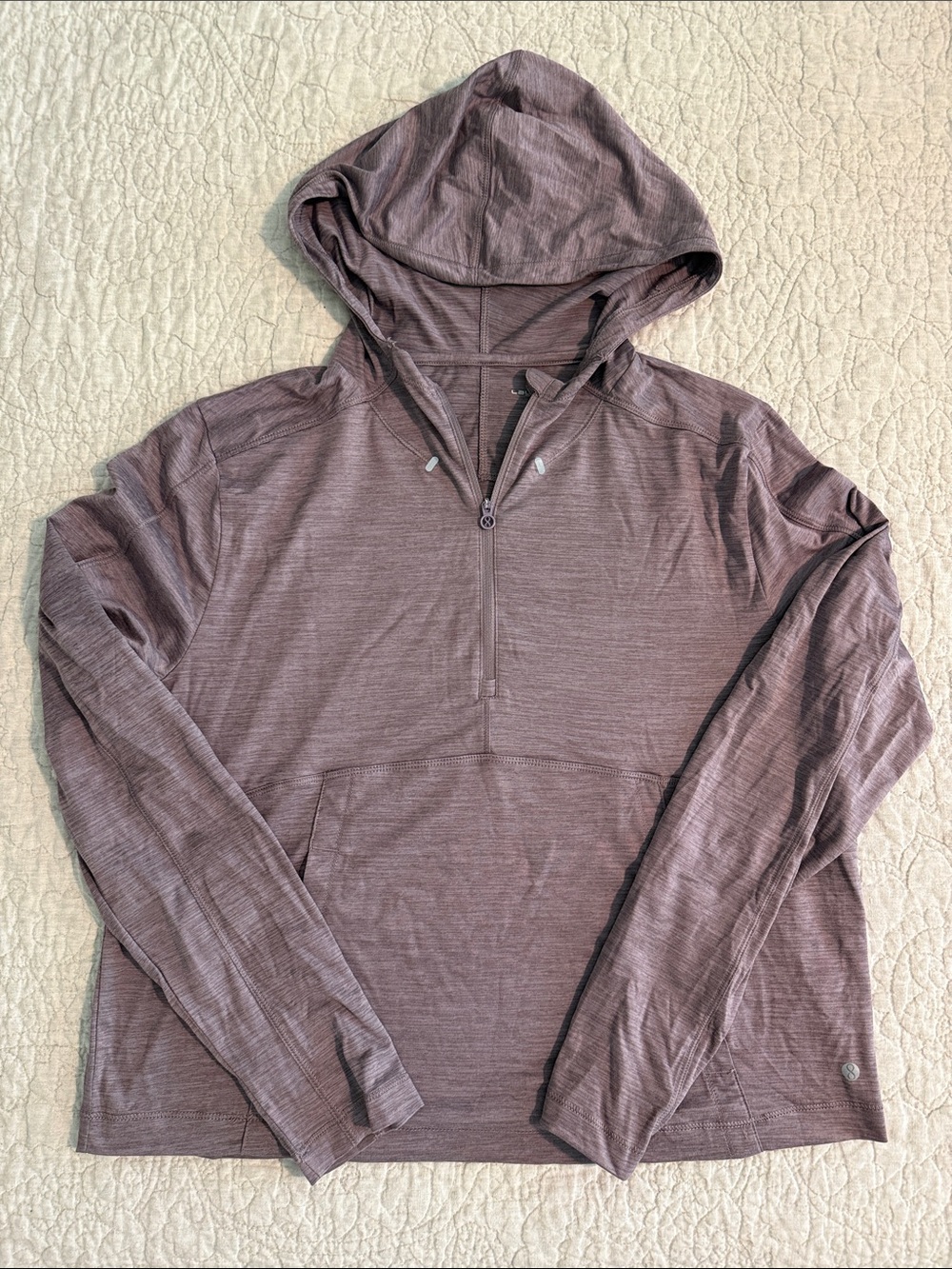 Layer 8 Mauve Heather Quarter-Zip Hoodie, Sz M